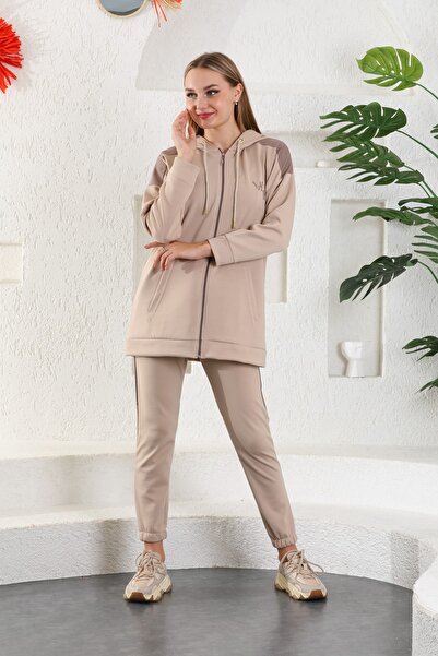 WestBound Γυναικείο φούτερ με κουκούλα και φερμουάρ, σε καφέ βιζόν, με τσέπες