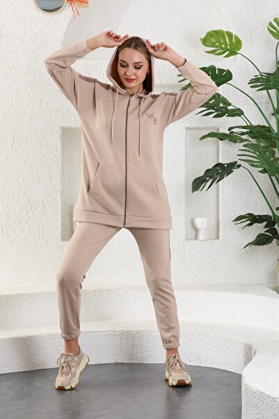 WestBound Γυναικείο φούτερ με κουκούλα και φερμουάρ, σε καφέ βιζόν, με τσέπες