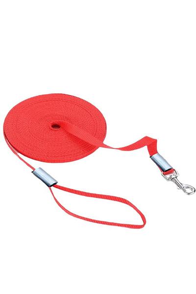 LİDERSAN ÇELİK 15 Meters Steel Press Dog Garden Walking Leash - Dispatch Strap, Red Color