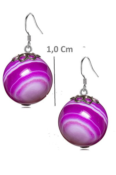 Tesbih Atölyesi Certified Pink Agate Stone Natural Stone Earrings