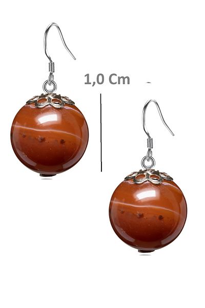 Tesbih Atölyesi Certified Orange Agate Stone Natural Stone Earrings