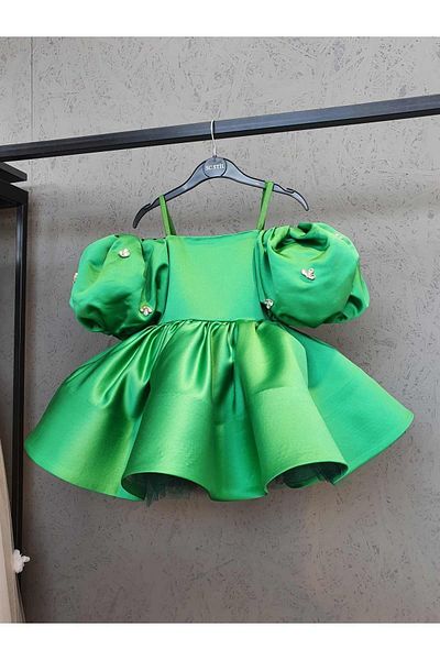 SCSTİL Green Balloon Sleeve Dress