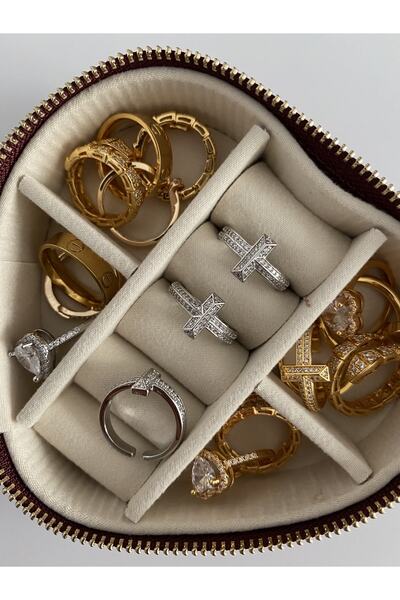 ringbox Full Taşlı Gümüş Renkli  Model Yüzük