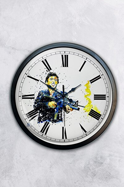 AİB STORE هدية ساعة حائط رامبو معدنية سوداء مقاس 40 سم