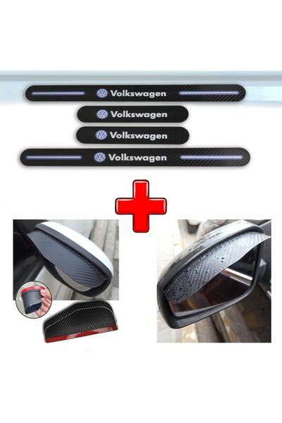 Aksefuar Lazer Volkswagen Golf 6 Uyumlu Carbon Kapı Eşiği + Ayna Yağmur Koruyucu