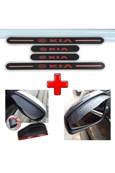 Lazer Store Kia Rio Uyumlu Carbon Kapı Eşiği + Ayna Yağmur Koruyucu