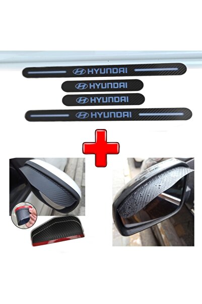 Genel Markalar Hyundai Accent Admire Uyumlu Carbon Kapı Eşiği + Ayna Yağmur K...