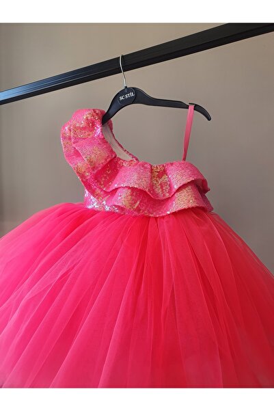 SCSTİL Fusya One Shoulder Sequined Dress