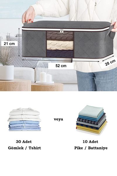 REKHOME 3 Τεμάχια Γκρι Παράθυρο Κρεβάτι Βάση Πουλόβερ Πικέ Κουβέρτα Ρούχα Σκραπ / 52x28x21