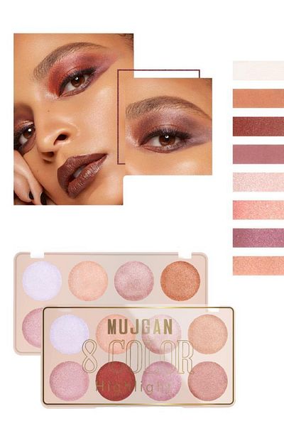 MUJGAN 8 Color Pearlescent Highlighter Eyeshadow Palette 843D No 2