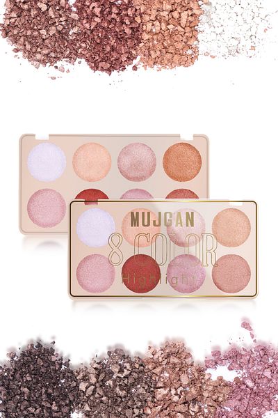 MUJGAN 8 Color Pearlescent Highlighter Eyeshadow Palette 843D No 2