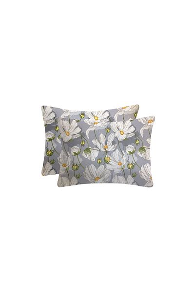 Lief Home Daisy Patterned Cotton Zippered Pillowcase| 50x70 2 Pieces