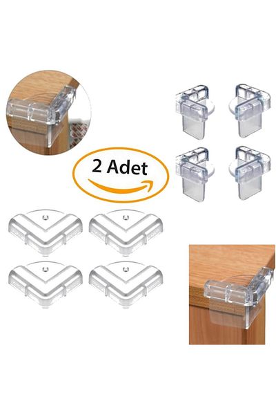 mrtbilisim Square Decor Silicone Glass Shelf Corner Protector Child Safety Set of 2 Full Size Corner Protector