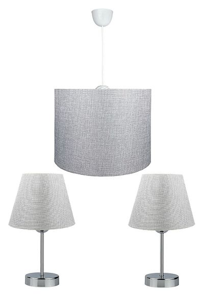 EvLight Erkilet Chrome Triple Gray Lampshade Chandelier Set