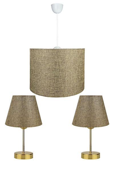 EvLight Erkilet Triple Lampshade Chandelier Set Gold - Kumbeige