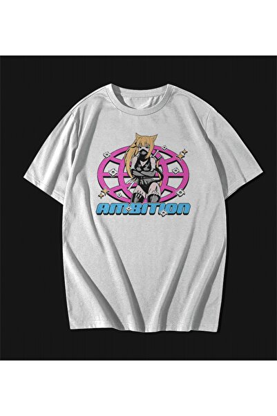 rebelberi Ambition Cămașă cu Mască Anime Fată Oversize Unisex Alb T-shirt