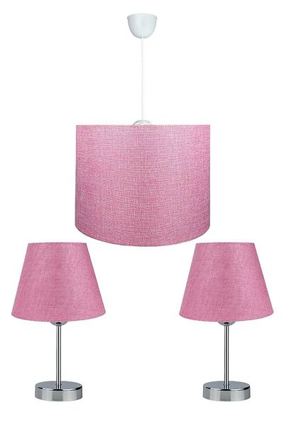 EvLight Erkilet Pink Triple Lampshade Chandelier Set