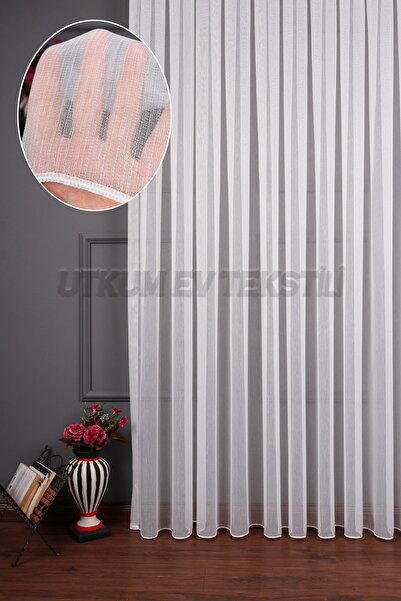 UTKUM EV TEKSTİL ÜRÜNLERİ Bambu Keten Düz Tül Perde Akdz 995 1/2 Seyrek Pile