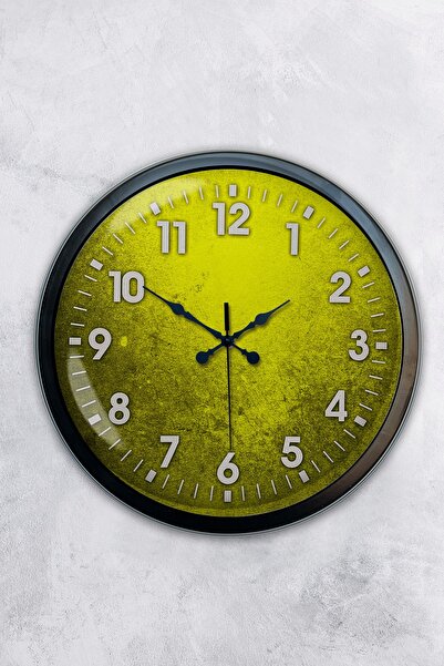 Platin Saat هدية ساعة حائط معدنية سوداء صفراء مقاس 40 سم