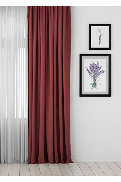 Ran Perde Diamond Düz Fon Perde - Pilesiz Dikim - Kiremit