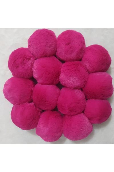 damlakids 5 Pieces Rabbit Fur Pompom Beanie Hat Keychain Fuchsia