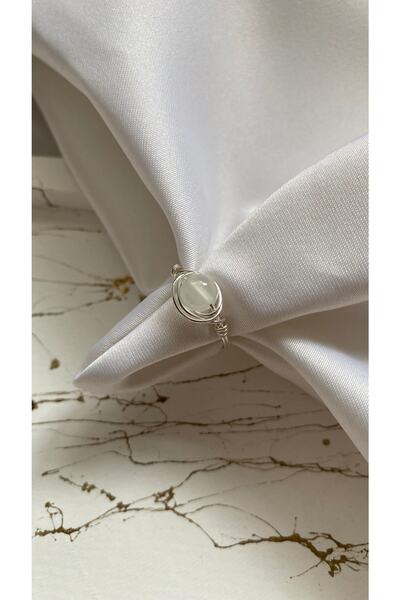 PelvedDesign خاتم سلك فضي من حجر السيلينيت الطبيعي