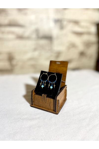 MEYJEWELRY Green Beaded Hoop Earrings