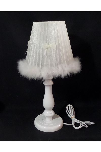 TEKAY AYDINLATMA Cream Plush Feather Children's Room Bedroom Lampshade