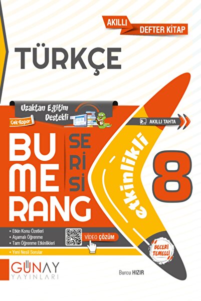 Günay Yayıncılık Günay Yayınları 8. Sınıf Türkçe Bumerang Etkinlikli Defter