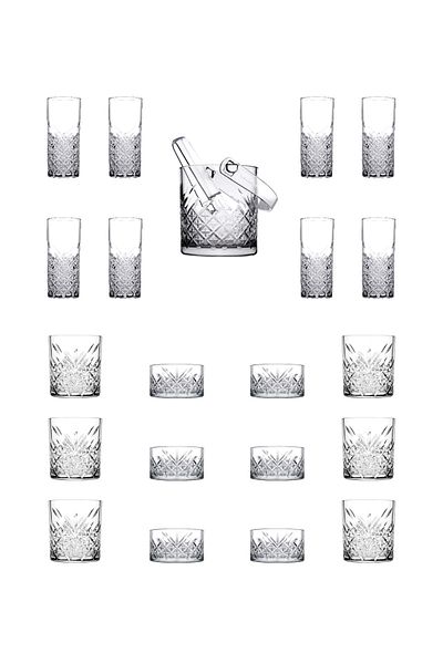 Paşabahçe Timeless 23 Piece Enjoyment Set (Tall Glass + Short Glass + Snack Bowl + Ice Bowl)