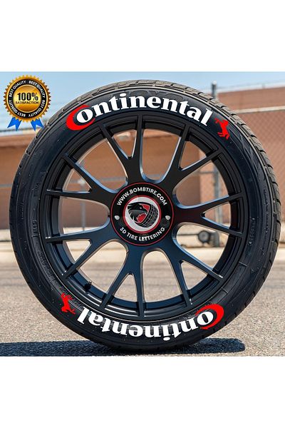 bombtire CONTİNENTAL 2.5 cm Original Rubber Tire Lettering - 4 Pieces