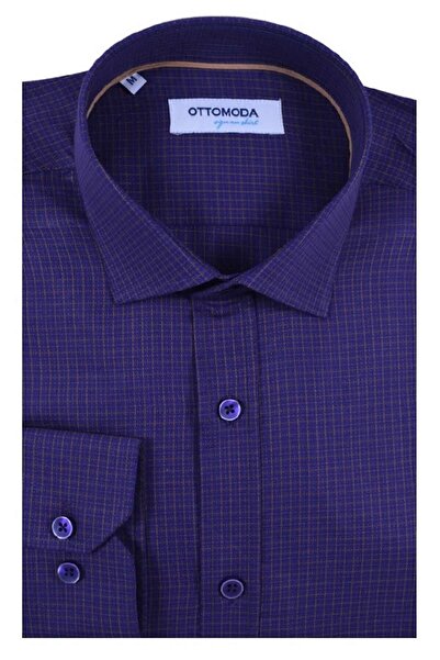 Ottomoda Erkek Ekose Pamuklu Çizgili Uzun Kollu Gömlek, Ot-c-20002