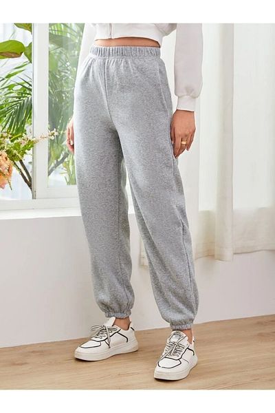 My Blog Γκρι φούτερ Jogger με ελαστικές τσέπες στη μέση και στα πόδια