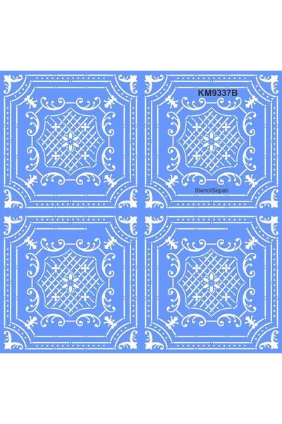 StencilSepeti نمط حائط هندسي - قالب مادة سميكة - لا يوجد إرجاع - 100x100 سم