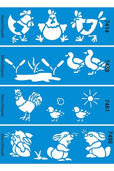 StencilSepeti Set of 4 Animal Edges - Stencil Painting Template 10x30cm