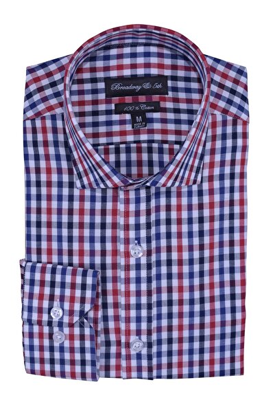 Ottomoda Ekose %100 Pamuklu Uzun Kollu Italyan Yaka Regular Gömlek,b5-003