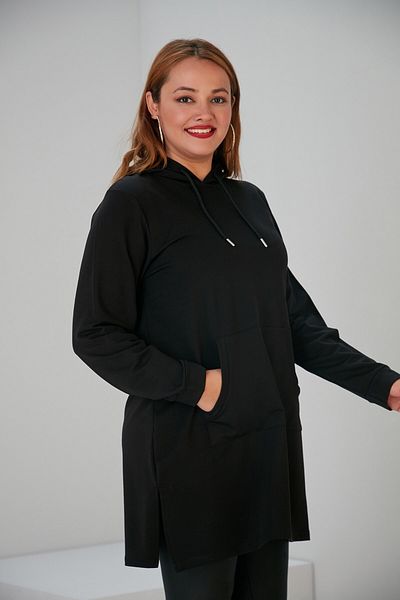 RMG Large Size Hooded Black Sweatshirt