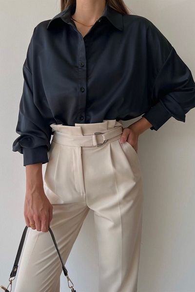 Newmission New Mission Buckle Carrot Leg High Waist Beige Pants
