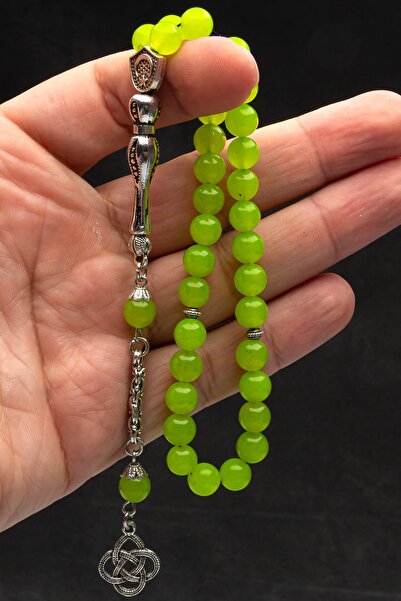 OTTOTESBİH Cadou pentru bărbați, mărgele de rugăciune verde Ceyt cu nod de dragoste și ciucuri, mărgele de rugăciune din piatră naturală