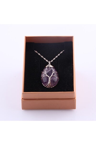 Deniz Doğal Taş Sertifikalı Ametist ( Taşlar) Doğaltaş Damla Kolye Ucu - M382