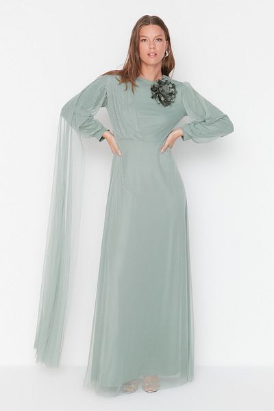 Trendyol Modest Evening Dress - Khaki - Skater