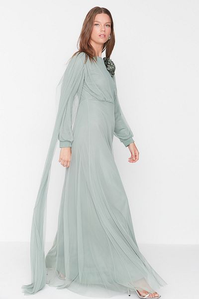 Trendyol Modest Evening Dress - Khaki - Skater