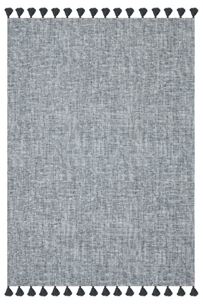 Rugs Modern Halı سجادة مغربية 9008 ذات مظهر من القش باللون الرمادي ومزينة بشراشيب باللون الرمادي