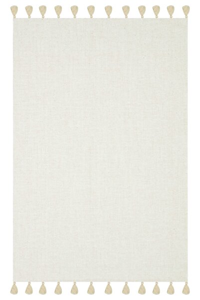 Rugs Modern Halı Moroccan 9009 Ecru Wicker Look Ecru Tasseled Modern Rug