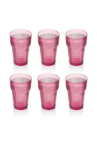 Depa Acrylic Plum 6-Piece Long Cup & Water Soft Drink Cup 400 ml (Not Glass)