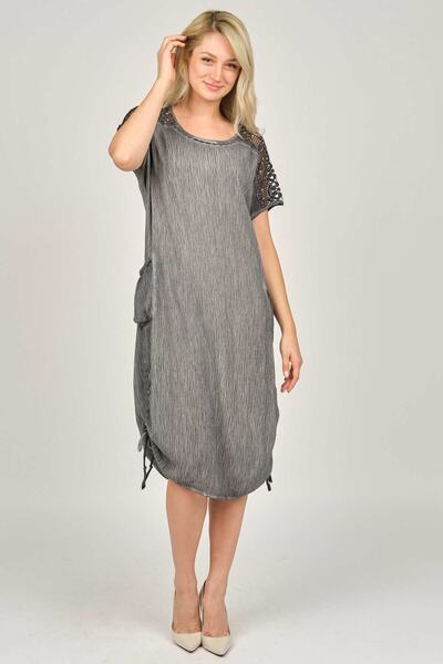 ELLA CAMELIA Women's Shoulder Detailed Dress Anthracite