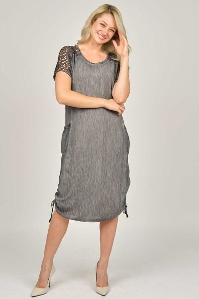 ELLA CAMELIA Women's Shoulder Detailed Dress Anthracite