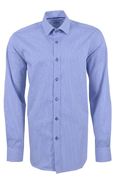 Ottomoda Erkek Çizgili Uzun Kollu Yarı Slim Pamuklu Gömlek, Ot-c-20033
