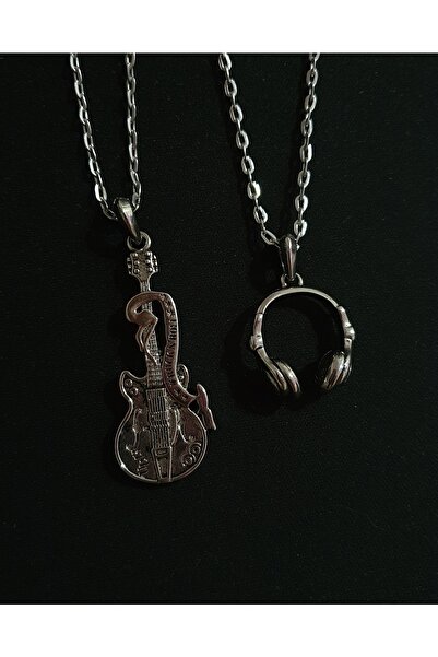 ERKEK KOLYE STORE Kolye Kulaklık Gtar 2li Kombin