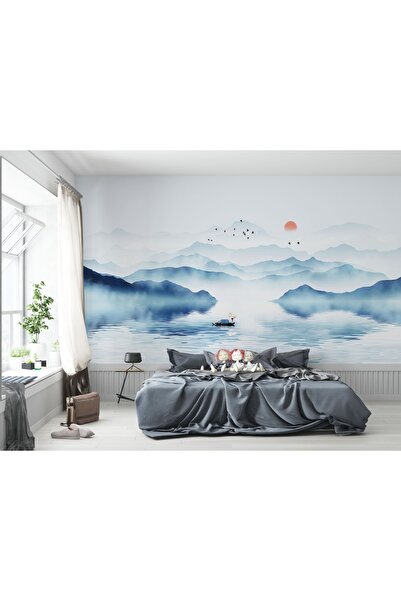 LOTUS AURA Sisli Dağ Manzaralı Salon Duvar Kağıdı, Sisli Deniz Mazaralı Oturma Odası Duvar Kağıdı